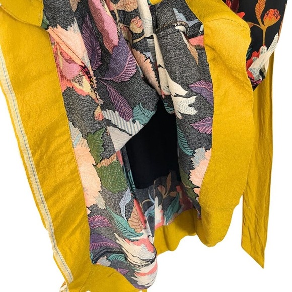 Anthropologie Maeve Botanica Faux Wrap Dress Size 0P Bold Floral Boho Hanky Hem - Picture 7 of 14